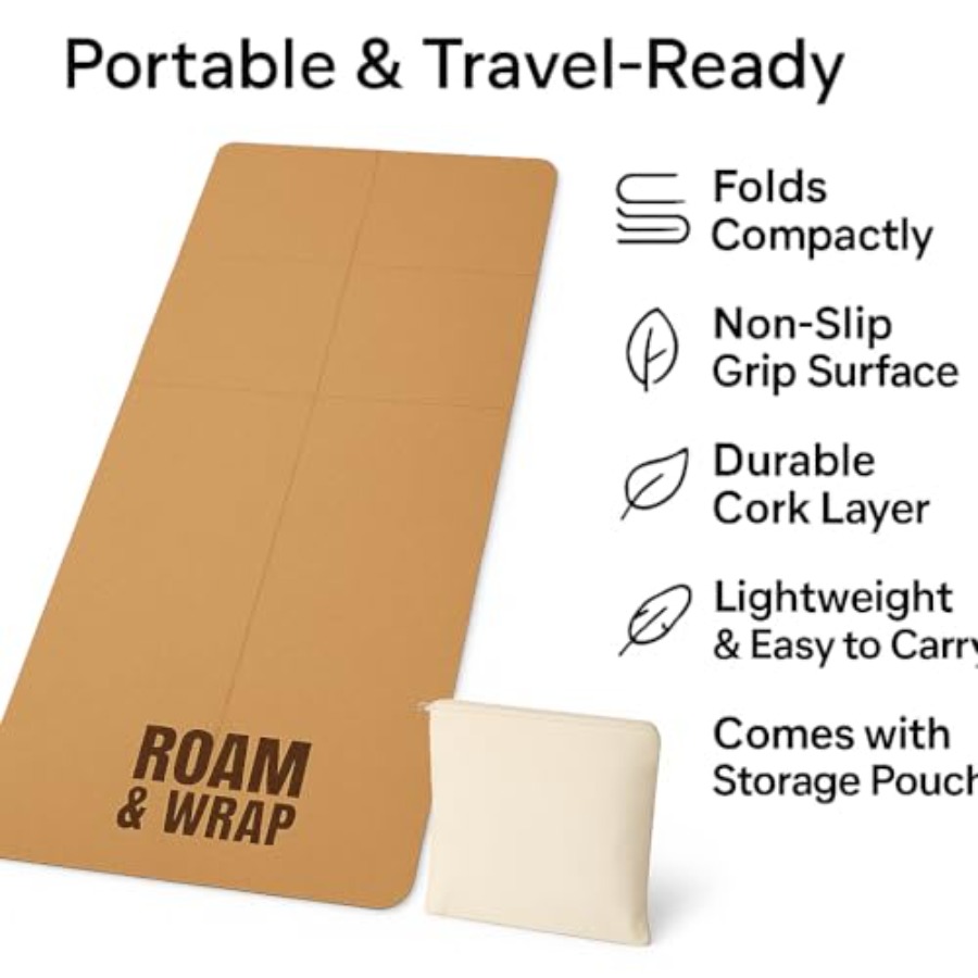 Travel yoga mat: cork, natural - Pilates Yoga Go review and price