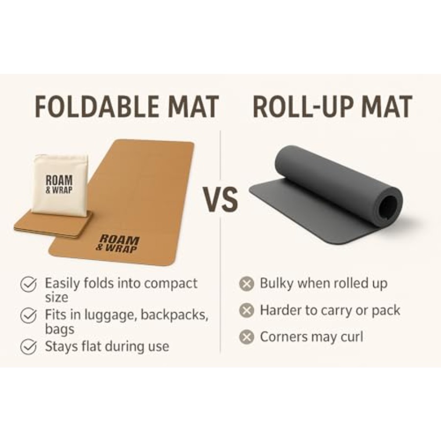 Travel yoga mat: cork, natural - Pilates Yoga Go review and price