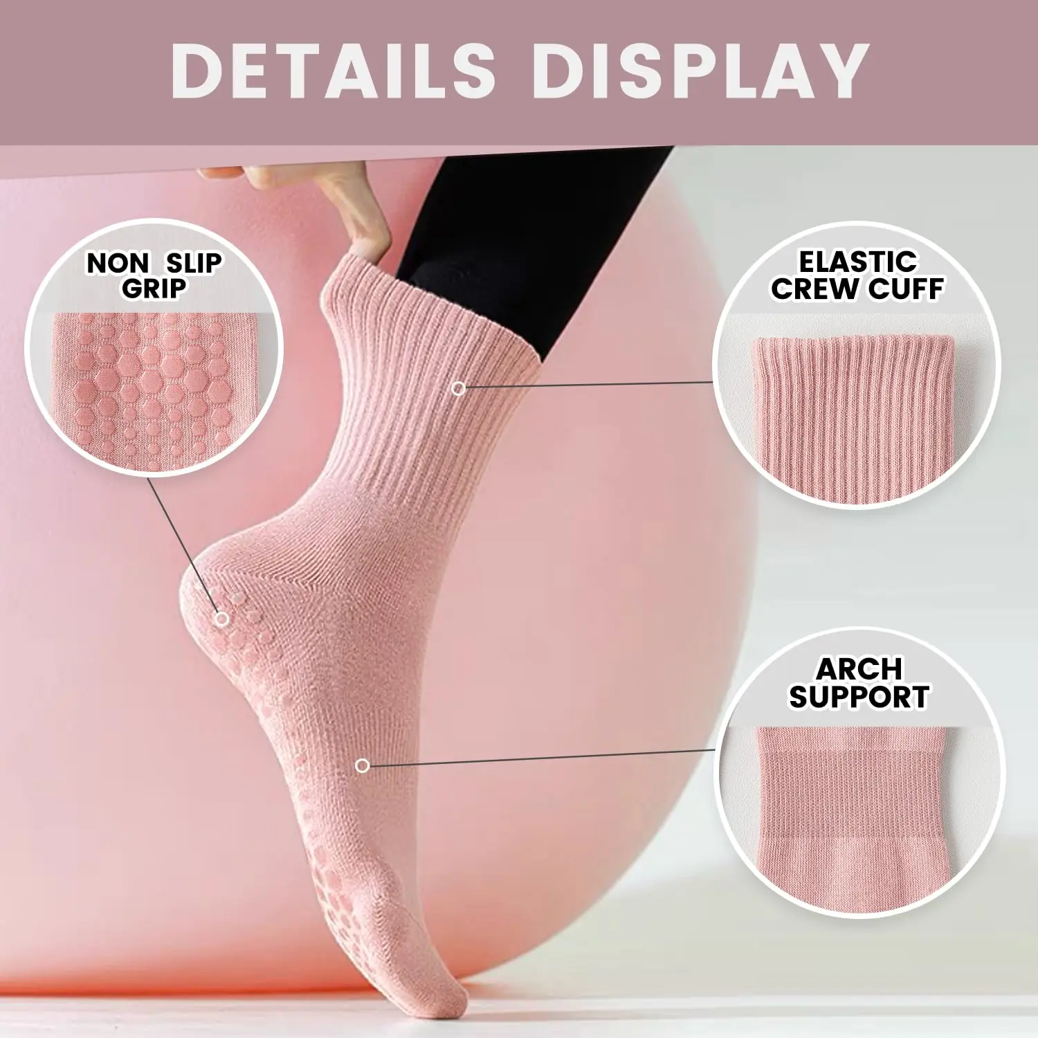 4 pairs of women's yoga socks, - Pilates & Yoga With Katja Youtube review and price